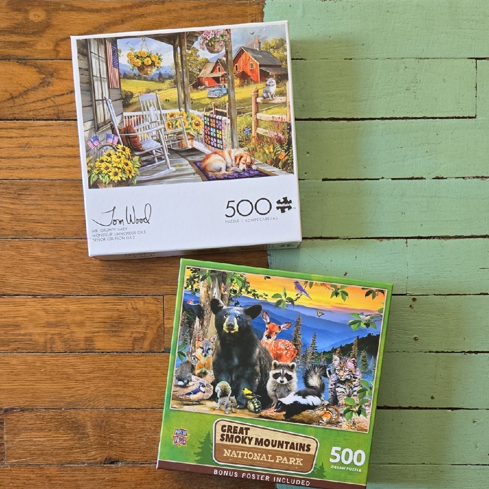 Scenic Country Porch & Smoky Mountains 500pc Vibrant Puzzle Bundle